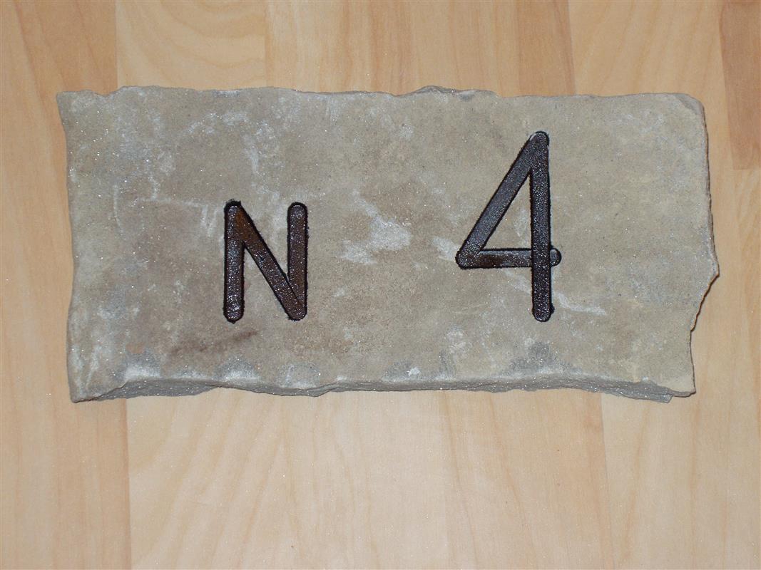 Custom made engraving of writing and numbers in Natural Stone n°34